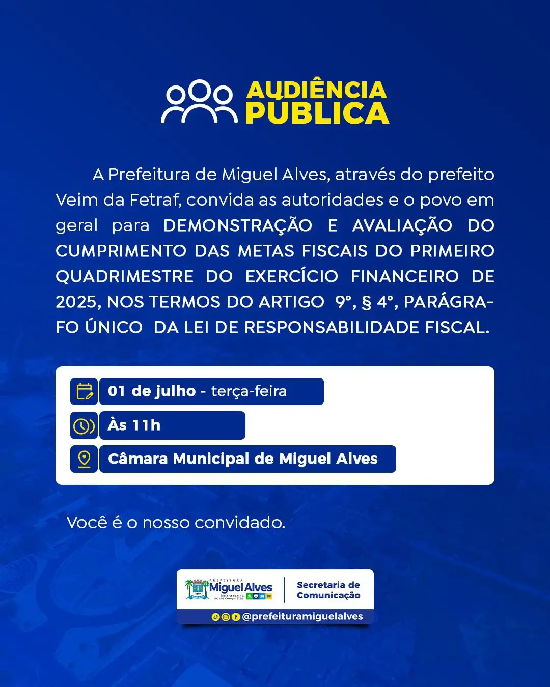 Foto 1 – CONVITE ESPECIAL: AUDIÊNCIA PÚBLICA