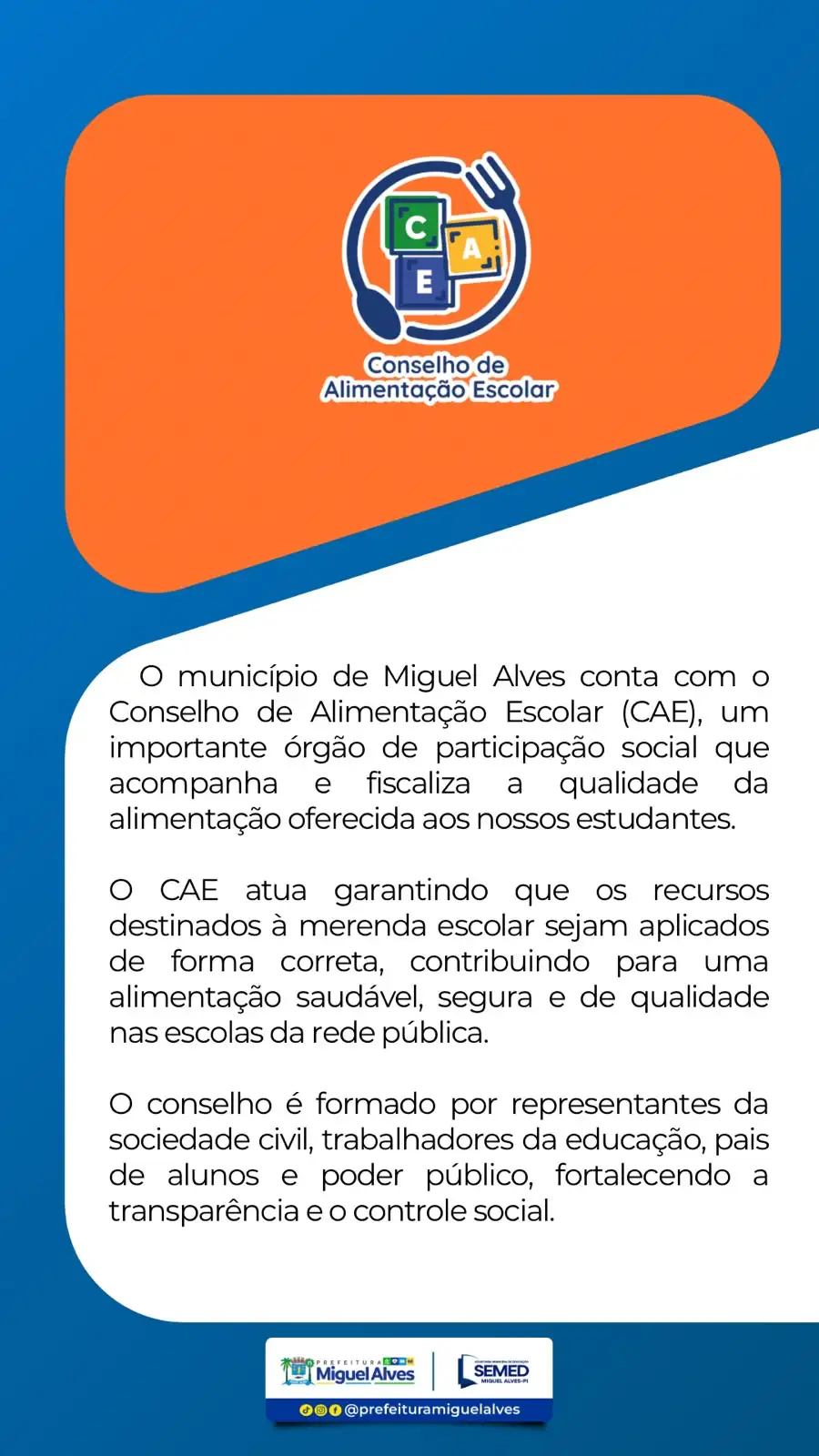 MEMBROS DO CONSELHO DE ALIMENTAÇÃO ESCOLAR - CAE