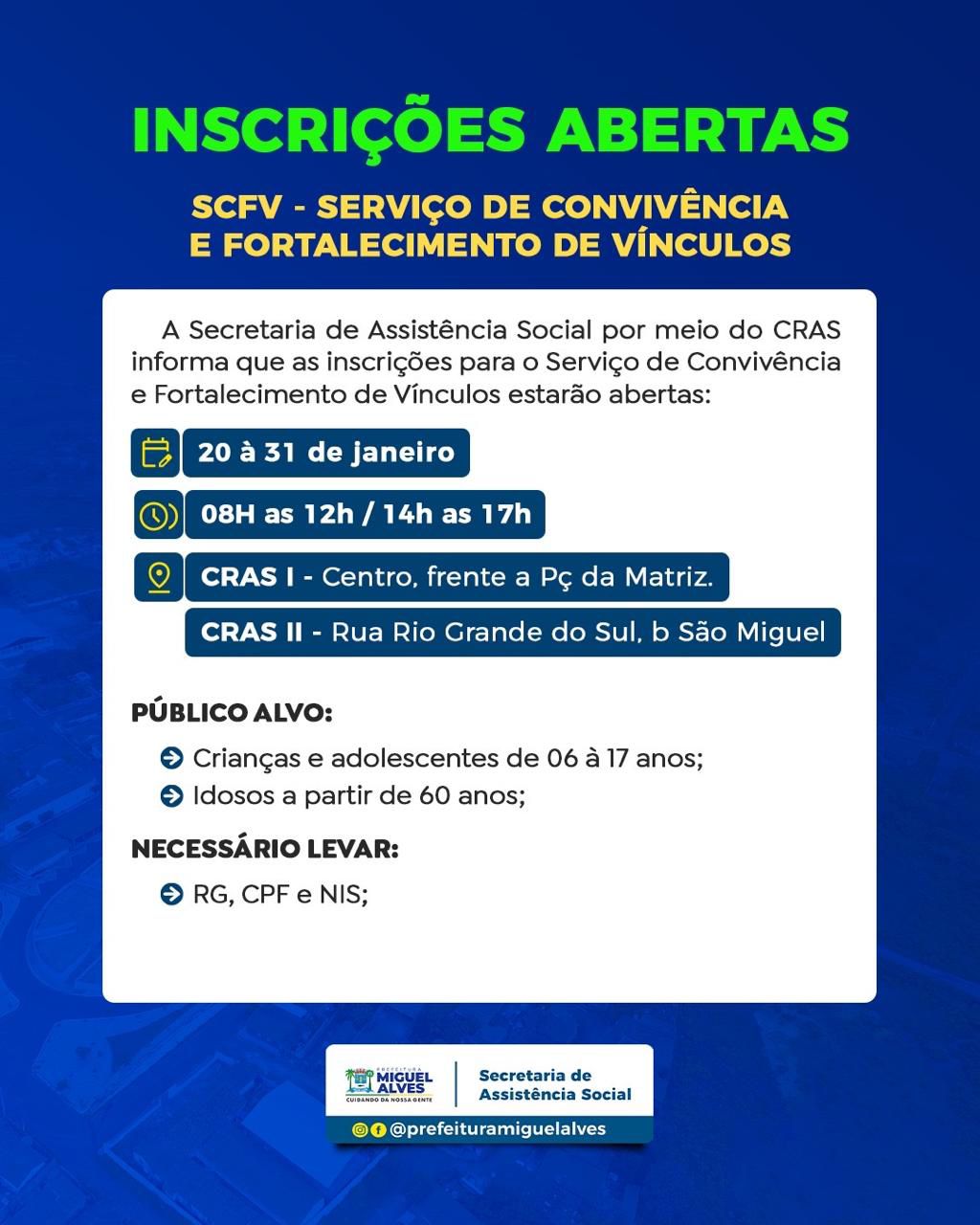 INSCRIÇÕES ABERTAS!